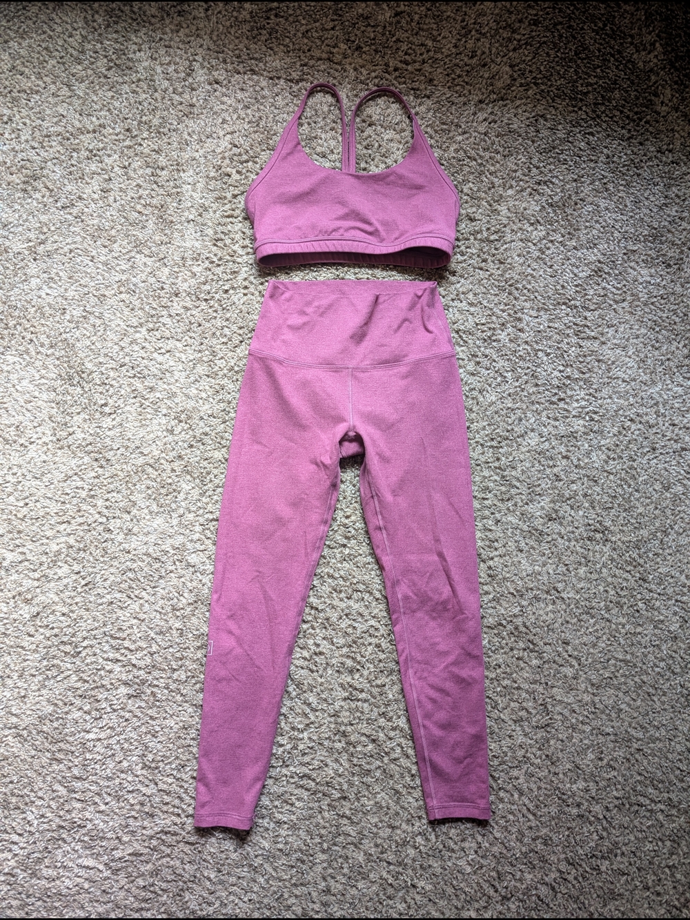 Fleo Dusty Pink High-Waist Leggings & Racerback Sports Bra Set